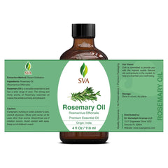 SVA Rosemary Oil 4 fl oz – 100% Natural Essential Oil with Dropper – For Diffuser, Hair, Skin, Soap & Candle Making