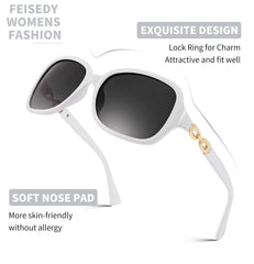 FEISEDY Women Polarized Sunglasses 100% UV400 Vintage Square Sun Glasses Outdoor Driving Fashion Shades for Women B2526