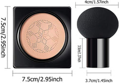 Amazfly Air Cushion CC Cream Mushroom Head Foundation, Moisturizing BB Cream Makeup Long Lasting Matte Concealer Bright Makeup Base Long Lasting with Mushroom Makeup Sponge (Natural)