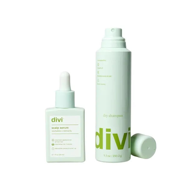 Divi Best Bundle – Includes Scalp Serum (30ml) & Dry Shampoo (5.3oz) – Removes Buildup, Controls Oil & Hydrates Scalp for Refreshed, Balanced, Healthy-Looking Hair, 2 Piece Set