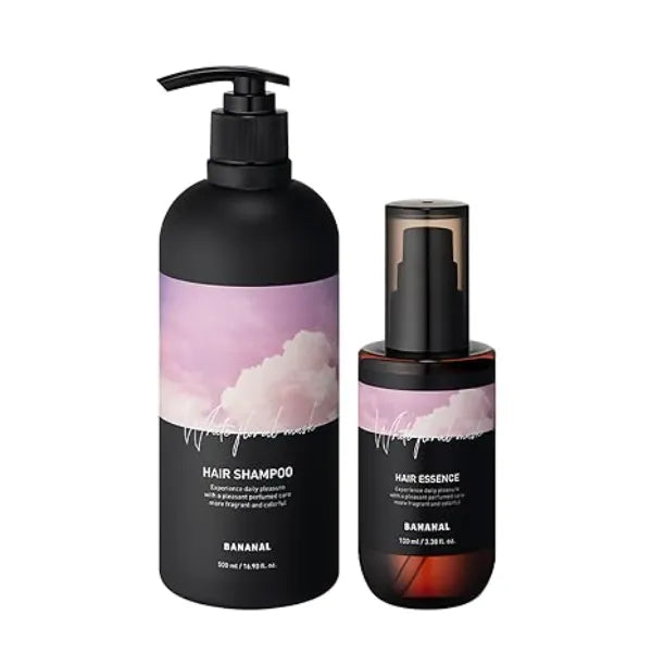 BANANAL Perfumed Hair Shampoo & Essence Set Frizz Control, Shine & Damage Care Botanical Oils, Keratin & Amino Acids Sulfate Free White Floral Musk Scent Korean Hair Scalp Care