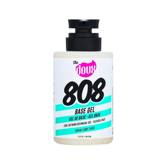 The Doux 808 Base Curl Defining Gel for Natural Hair – Medium Hold Styling Gel with Honey, Aloe & Marshmallow Root – Anti-Frizz Curl Enhancer for Wash and Go, Twist-Outs, TWA & All Curl Types, 12 Fl Oz