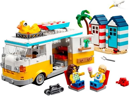 LEGO Creator 3 in 1 Beach Camper Van Building Kit, Transforms from a Campervan to Ice Cream Shop to Beach House, Great Gift for Surfer Boys and Girls, Pretend Play Beach Life, 31138