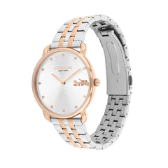 COACH WOMEN'S SILVER WHITE DIAL IONIC PLATED ROSE GOLD STEEL BRACELET WATCH - 14504293
