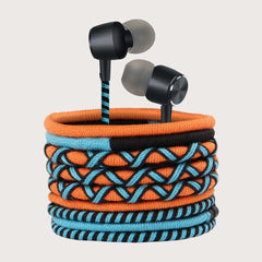 URIZONS In-Ear Headphones Colourful Wired Braided Stereo High Fidelity Ergonomic Quiet 3.5 mm Universal for iPhone Android and MP3 Smartphones - orange