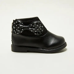 Patpat Toddler / Kids Polka Dots Bowknot Decor Back Zipper Knit Splicing Boots Black