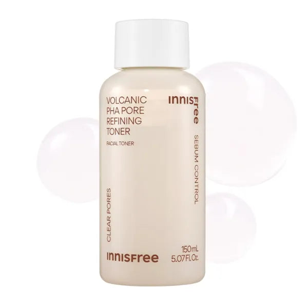 Innisfree Volcanic PHA Toner, Korean Skincare with AHA & BHA, Refines Texture, Controls Oil, Exfoliating Face Treatment, 5.07 Fl oz