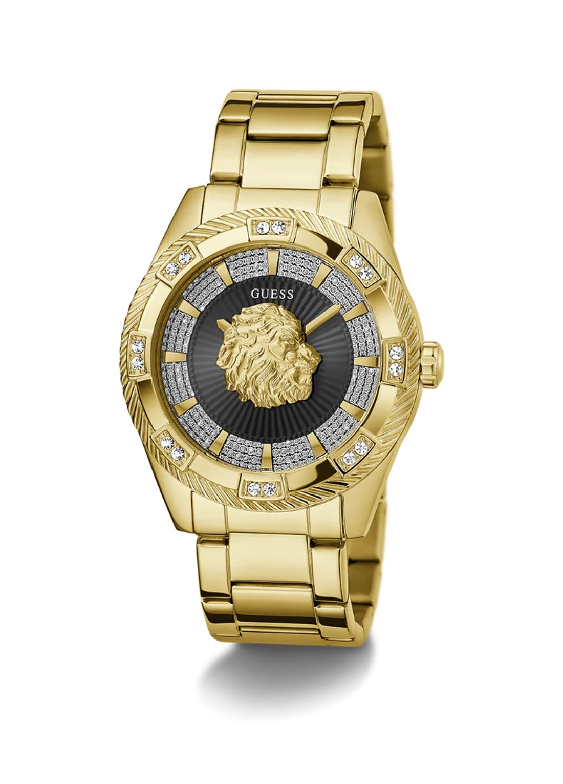 GUESS P GLD CS W/CRYS/SUN BLK GLITZ DL W/P GLD LION/P GLD BRCT