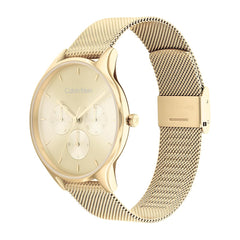 Calvin Klein TIMELESS MESH MF Women's Watch, Analog - Gold / Red