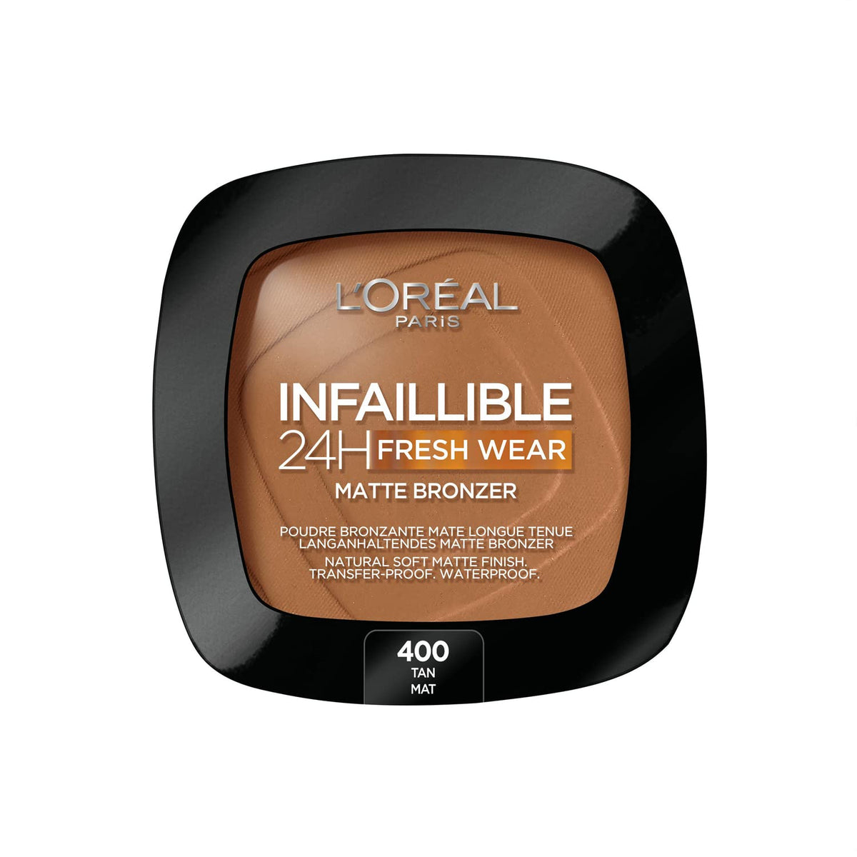 L'Oreal Paris Soft Matte Bronzer, Longwear, Finish, Waterproof and Transfer proof, Infallible 24H, 250 Light, 400 Tan
