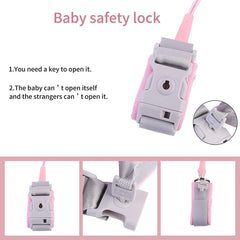 POBLLEM Anti Lost Wrist Link, Toddler Safety Leash with Key Lock, Safety Wrist Leash for Toddlers, Babies & Kids 8.2 feet Pink (red)