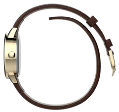 Timex Easy Reader Women's 25 mm Leather Strap Date Window Watch - Brown/Goldtone