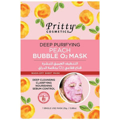 Pritty Purifying Deep Purifying Peach Bubble O2 Face Mask, Moisturizing Peeling Tone Up, Brighten Skin Tone & Cleanse, 25G