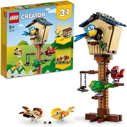 LEGO 31143 Creator 3in1 Birdhouse: Birds to Hedgehog to Beehive Set, Forest Animal Figures, Building Toys For Kids Aged 8 Years and Over, Gift Idea