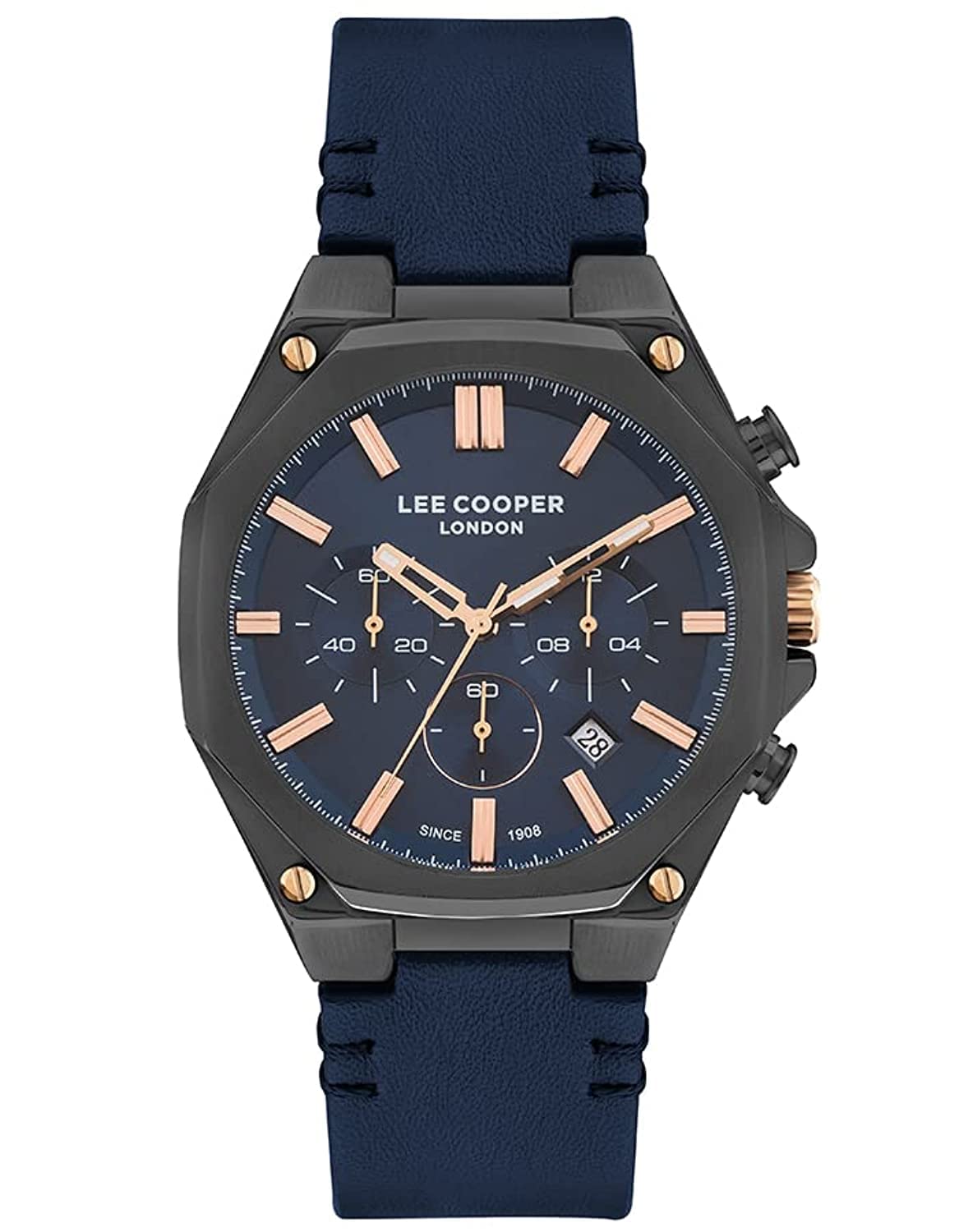 Lee Cooper Men's Quartz Movement Watch, Multi Function Display and Leather Strap - LC07318.099, Black