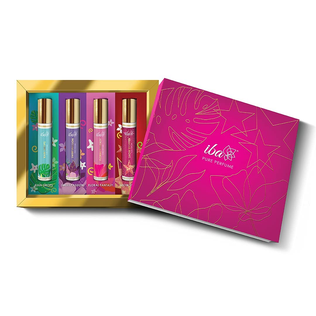 Iba Halal Care Pure Perfume Gift Set - Set of 4 Alcohol Free Rollerball Perfumes