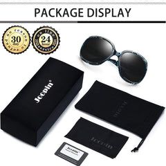 Joopin Polarized Sunglasses for Women, Ladies Big Frame Polarized Eyewear UV400 Protection Driving Fishing - Blue Dot/Black