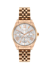 Lee Cooper Women's VX3JE1 Movement Watch, Multi Function Display and Metal Strap - LC07811.430, Rose Gold