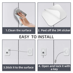 RORMGO Refrigerator Lock 2 Packs, Fridge Lock with Silicone Wire Protection Fridge Locks for Kids Easy to Use and Install Fridge Locks with Key Surface-Friendly Freezer Lock, White