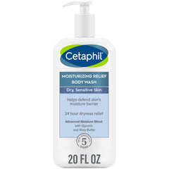 Cetaphil Body Wash by CETAPHIL, NEW Moisturizing Relief Body Wash for Sensitive Skin, Creamy Rich Formula Gently Cleanses and Gives 24 Hr Relief to Dry Skin,Hypoallergenic, Fragrance Free, 20 oz