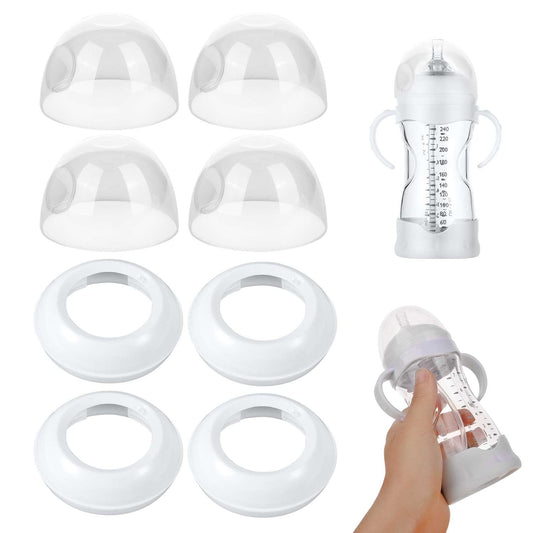 BOXOB 4pcs Baby Bottle Caps 4pcs Baby Pacifier Rings Bottles for Philips Avent Natural Bottles, BPA Free Baby Bottle Lids for Babies