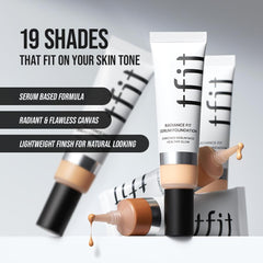 TFIT Radiance Fit Serum Foundation - Flawless Coverage, Dewy Finish, Long-Lasting, Lightweight (C02 Peach, 1.05 Oz.)