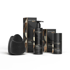MANSCAPED Skin Ultra Starter Kit - Men's Daily Skincare Routine with Face Buffer PRO Electric Silicone Scrubber, Exfoliating Face Wash with Ceramides, Facial Moisturizer Infused with Hyaluronic Acid