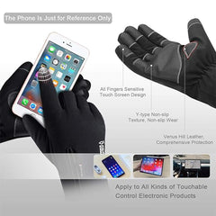 JZS Cycling Gloves, Winter Gloves Touch Screen Fingers Warm Gloves Insulated Anti-Slip Windproof Waterproof Cycling Riding Running Work for Men Women - Black