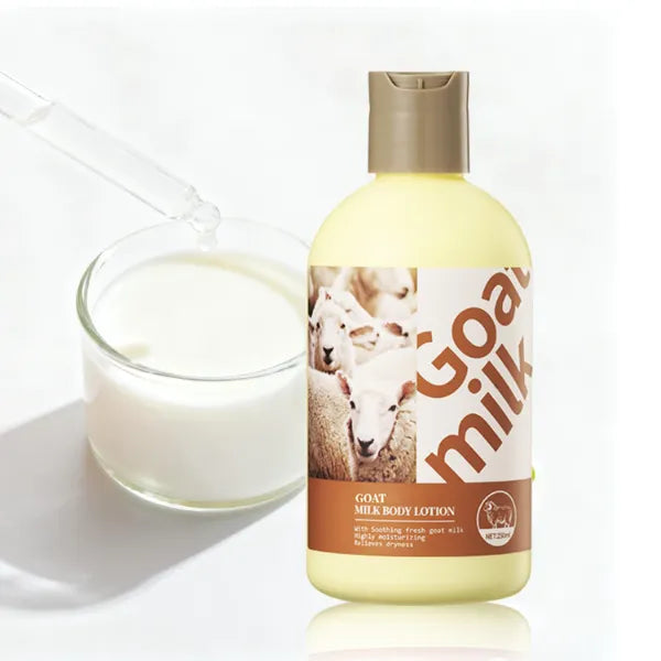 Grospe Goat Milk Body Lotion - 8.45fl.oz Hydrating Lotion with Coconut Oil, Intensely Moisturizing for Dry & Sensitive Skin, Non-Greasy Fast Absorbing Formula