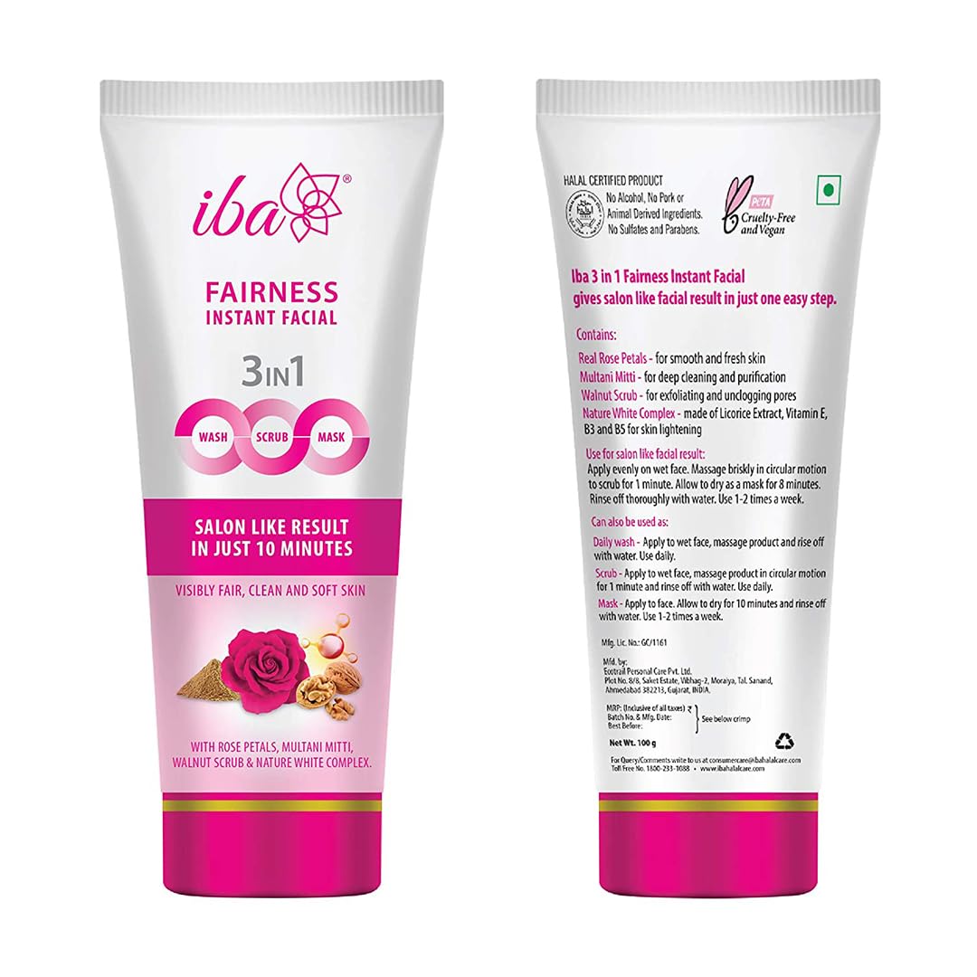 Iba Fairness Instant Facial (3in1 Mask Scrub Facial Wash), 100g