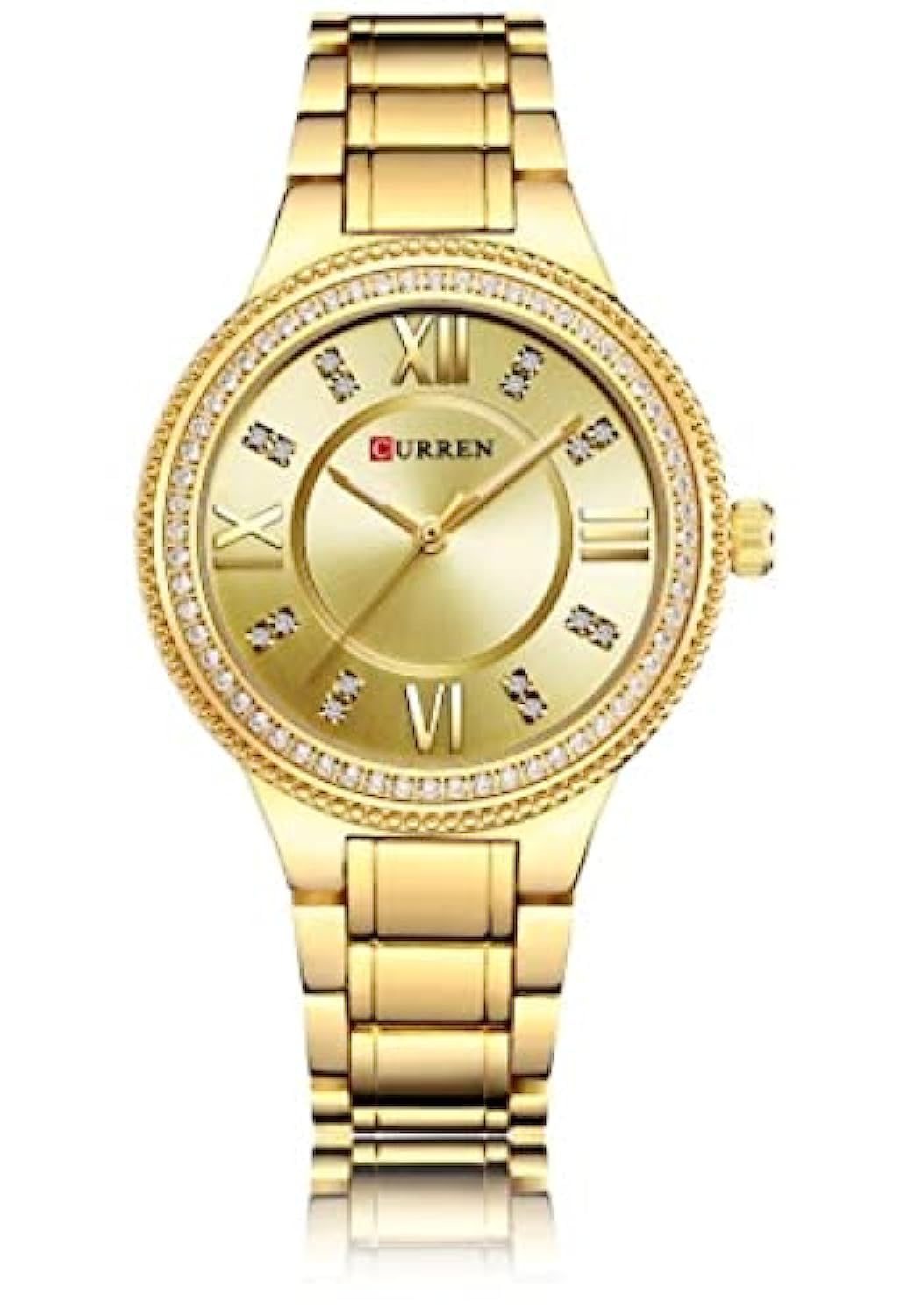 CURREN 9004 Top Luxury Brand Women Quartz Watch Crystal Design Ladies wristwatches - Gold