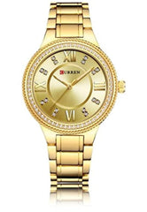 CURREN 9004 Top Luxury Brand Women Quartz Watch Crystal Design Ladies wristwatches - Gold