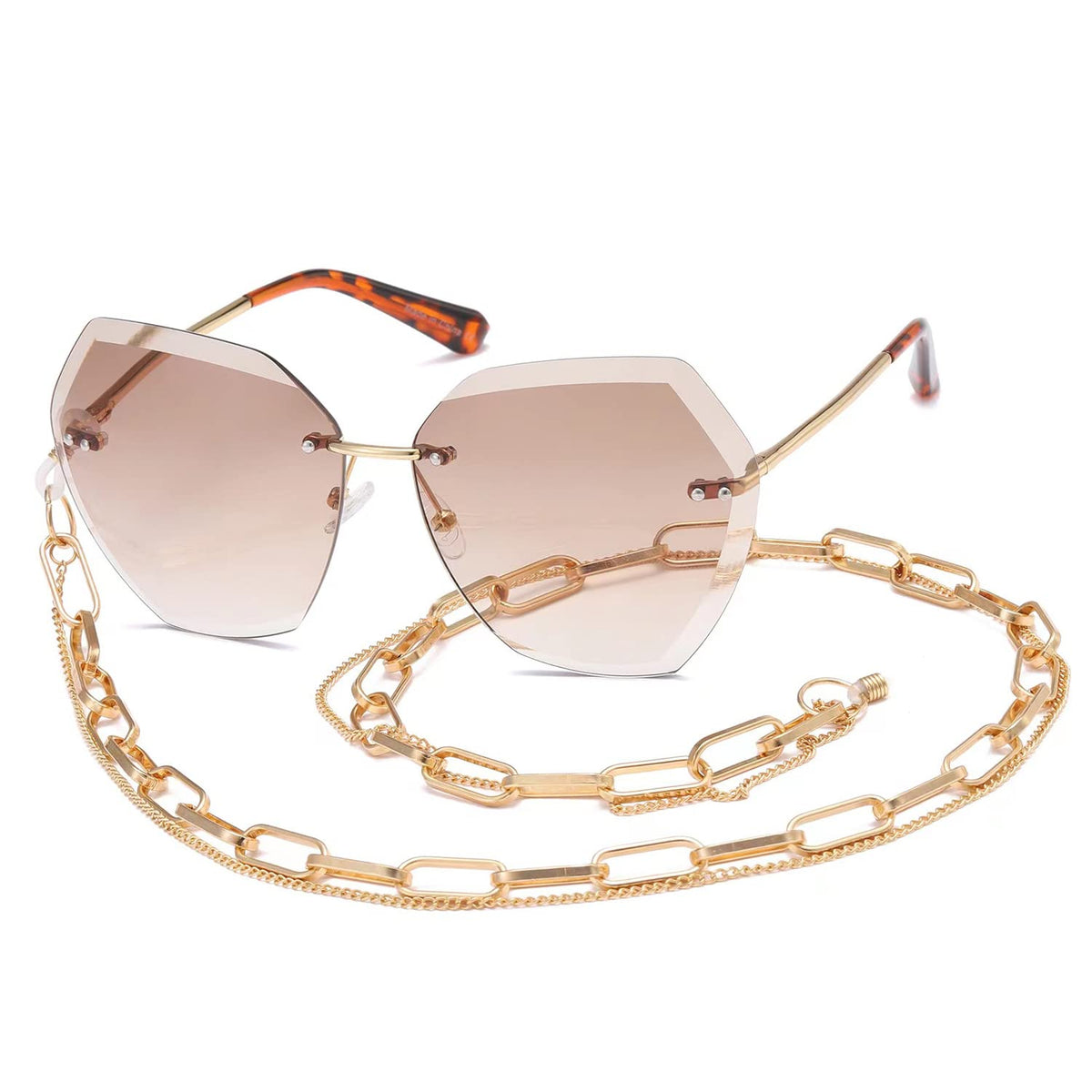 AEVOGUE Sunglasses For Women Oversized Rimless Diamond Cutting Lens Sun Glasses AE0534