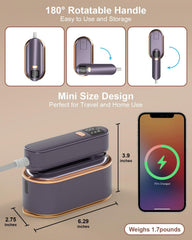 ENYEE Travel Steamer Iron for Clothes - 1200W Handheld Size Portable Travel Steamer, 3 Steam Levels Clothes Steamer with LCD Screen, 10S Fast Heat-up Steamer for Dress Shirt Home Travel (Purple)