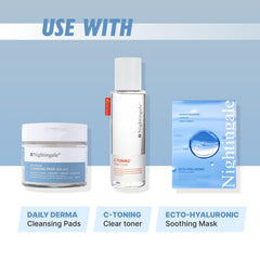 Nightingale Korean Daily Derma Cleansing Pads Mild Acid 70 Pcs - Face Skin Care with Hyaluronic Acid, Hydrating Makeup Remover - Gentle Peel Exfoliating Facial Pads for Sensitive skin