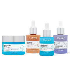 goPure Skincare Essentials Set - Anti Wrinkle Cream, Vitamin C, Dramatically Dewy and Firm & Lift Serums
