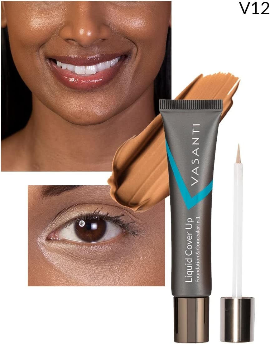 Oil-Free Foundation & Concealer in 1 (V12) by VASANTI - Liquid Cover-Up - Get Incredible Coverage with Featherlight Finish Now!