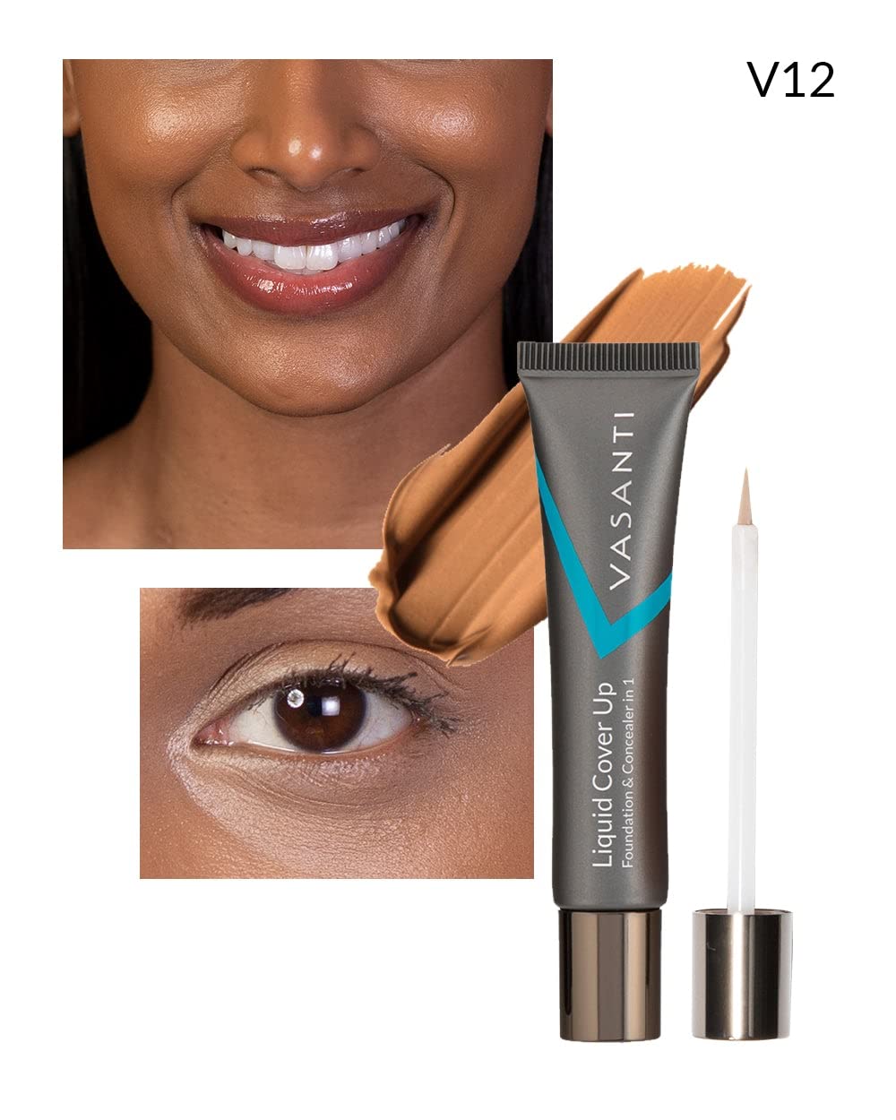 Oil-Free Foundation & Concealer in 1 (V12) by VASANTI - Liquid Cover-Up - Get Incredible Coverage with Featherlight Finish Now!