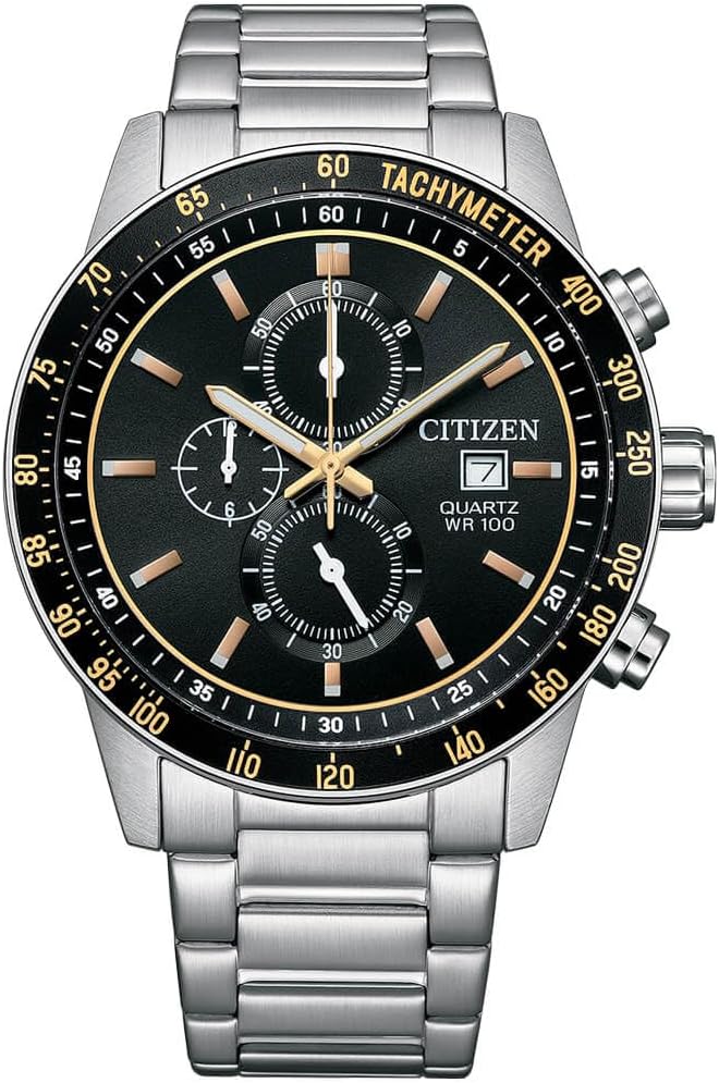 Citizen AN3681-57E Quartz Chronograph Wrist Watch for Men, 44 mm Diameter, Silver