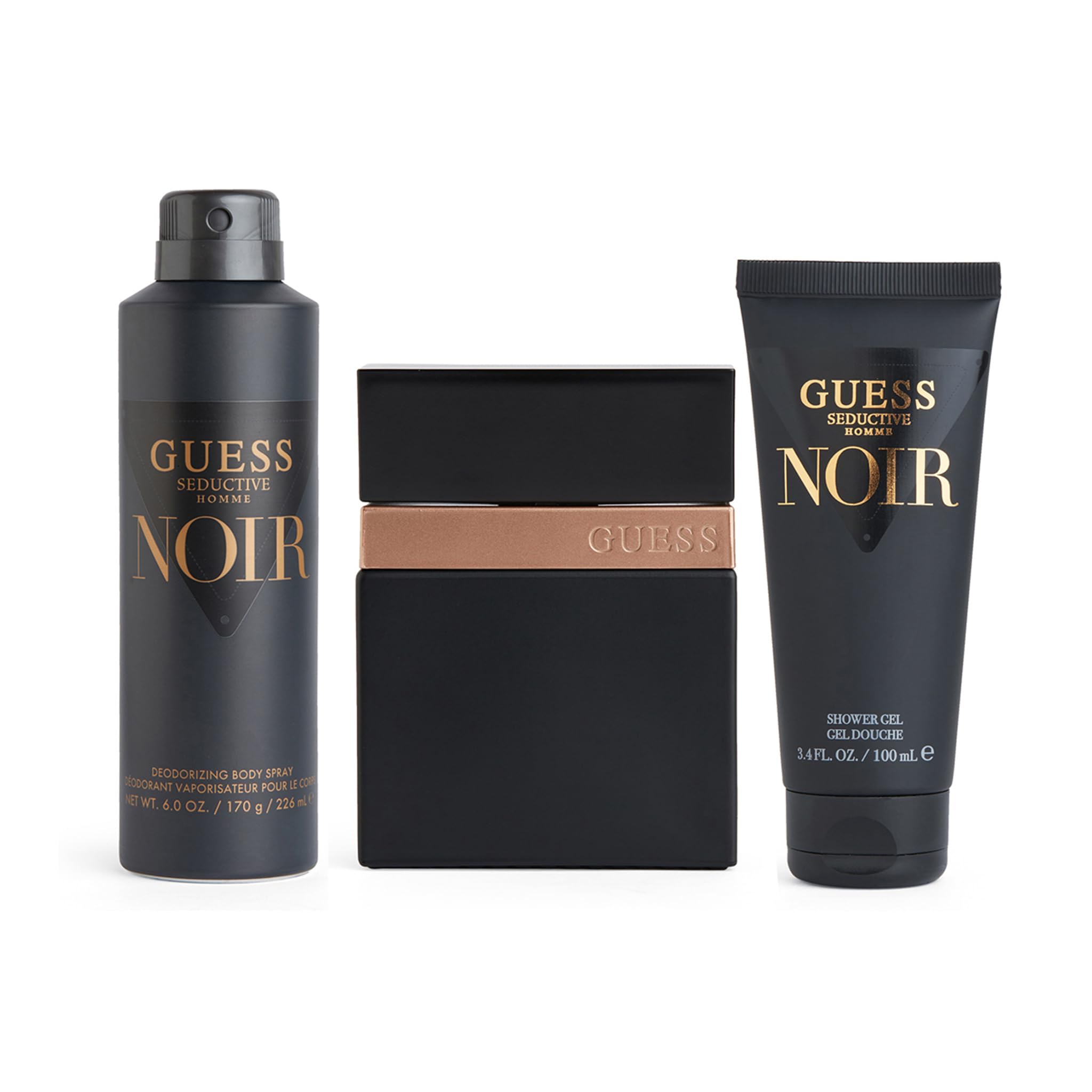 Guess Seductive Noir Giftset for Men EDT 100ML+ Deo Spray 226ML + SG 100ML + Pouch
