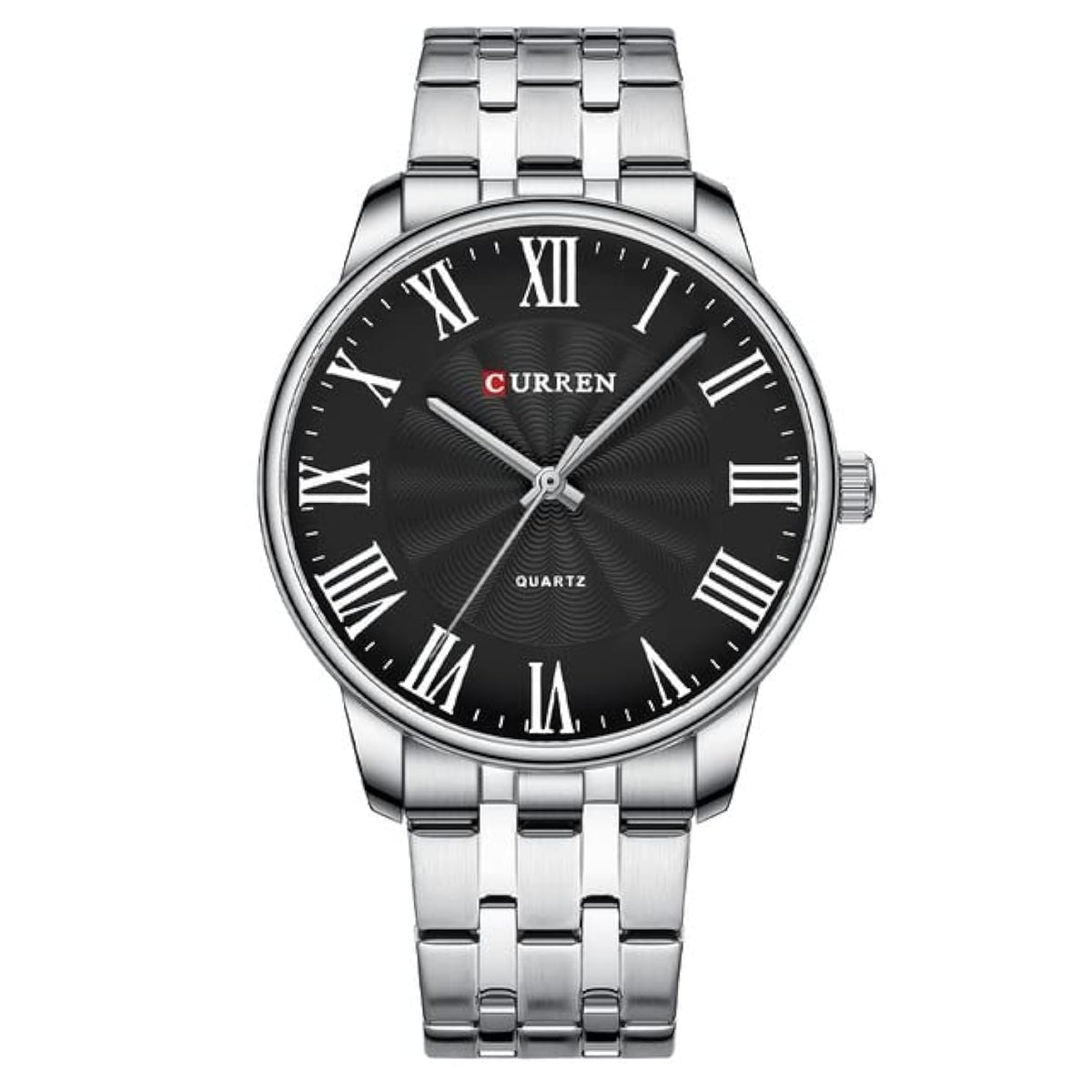 CURREN 8422 Men Quartz Watch Stainless Steel Watche Luxury Business Fashion - SILVER BLACK
