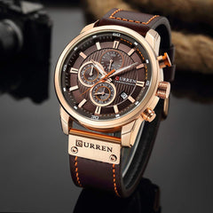 Curren Men Fashion PU Leather Sports Wrist Watch Casual Watch Luxury Water-Resistant Quartz Watch