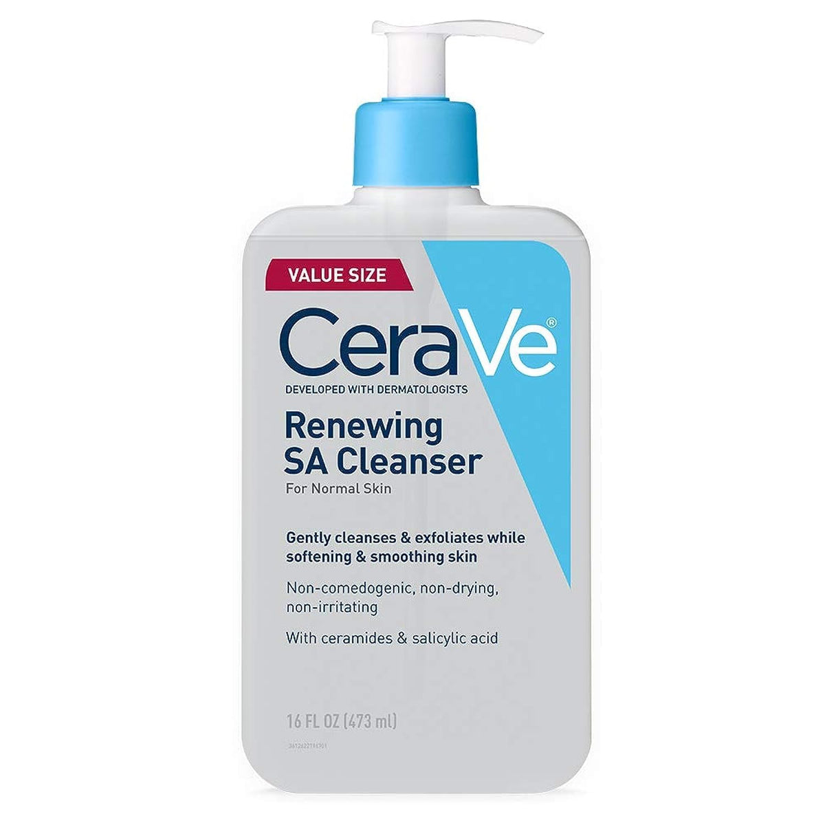 CeraVe Salicylic Acid Cleanser | 16 Ounce | Renewing Exfoliating Face Wash With Vitamin D for Normal Skin | Fragrance Free