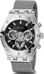 GUESS Men's Sport Multifunction 44mm Watch – Gunmetal & Blue Dial with Gunmetal Stainless Steel Case & Bracelet