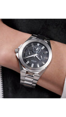 Guess Dashboard Multi-Function Analog Watch for Men, 46 mm Case Width, Silver Tone/Black