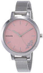 Sonata Pink Dial Analog watch For Women-NR8141SM12