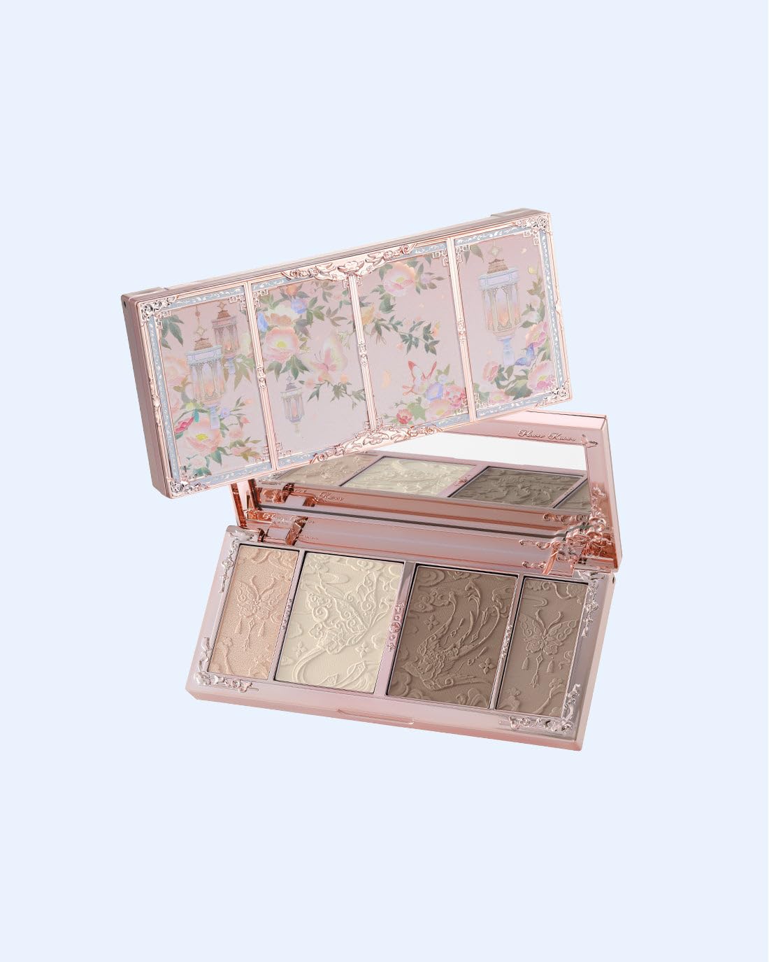 Flower Knows Butterfly Cloud Collar Highlight & Contour Palette, 0.56 oz./16 g – 4 Versatile Shades for Highlighting, Contouring, and Bronzing (02 Tawny Tea, 16g)