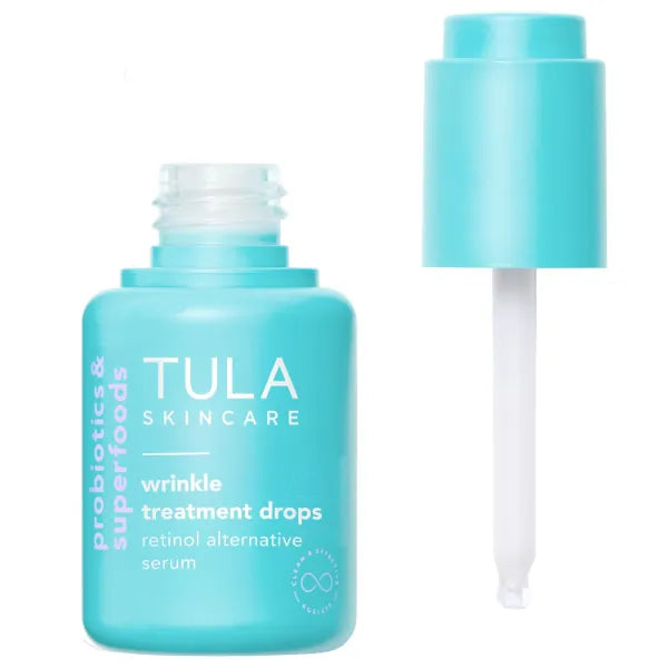 TULA Skin Care Wrinkle Treatment Drops - Retinol Alternative Serum, Anti-Aging, Minimizes Wrinkles, Contains Bakuchiol, Alfalfa Sprouts, and Stevia, 0.98 oz