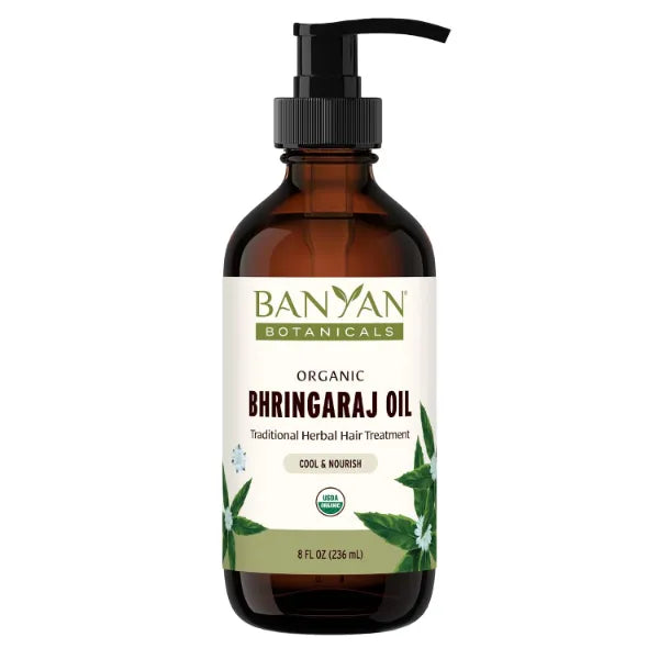 Banyan Botanicals Organic Bhringaraj Oil Supports Healthy Hair Growth Oil Made with Traditional Methods 8 oz. Non GMO Sustainably Sourced Ayurvedic Hair Oil