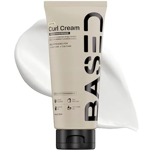 BASED Curl Cream for Men, Curl Defining Cream for Curly Hair, No Harsh Chemicals or Artificial Fragrance, Medium Hold, Hydrates & Nourishes with Agave, Silk Protein & Castor Oil, 8.5 oz Pack of 1
